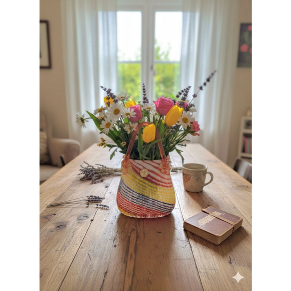 BLOCK Crystal Natalie Glass Handbag Vase mouth blown Multicolor vintage handcut - Picture 2 of 9